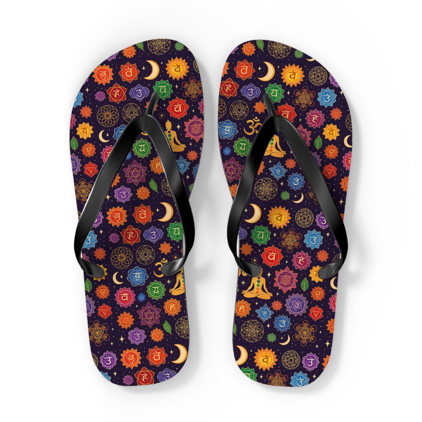 Colorful Chakra Flip Flops - Spiritual Summer Footwear