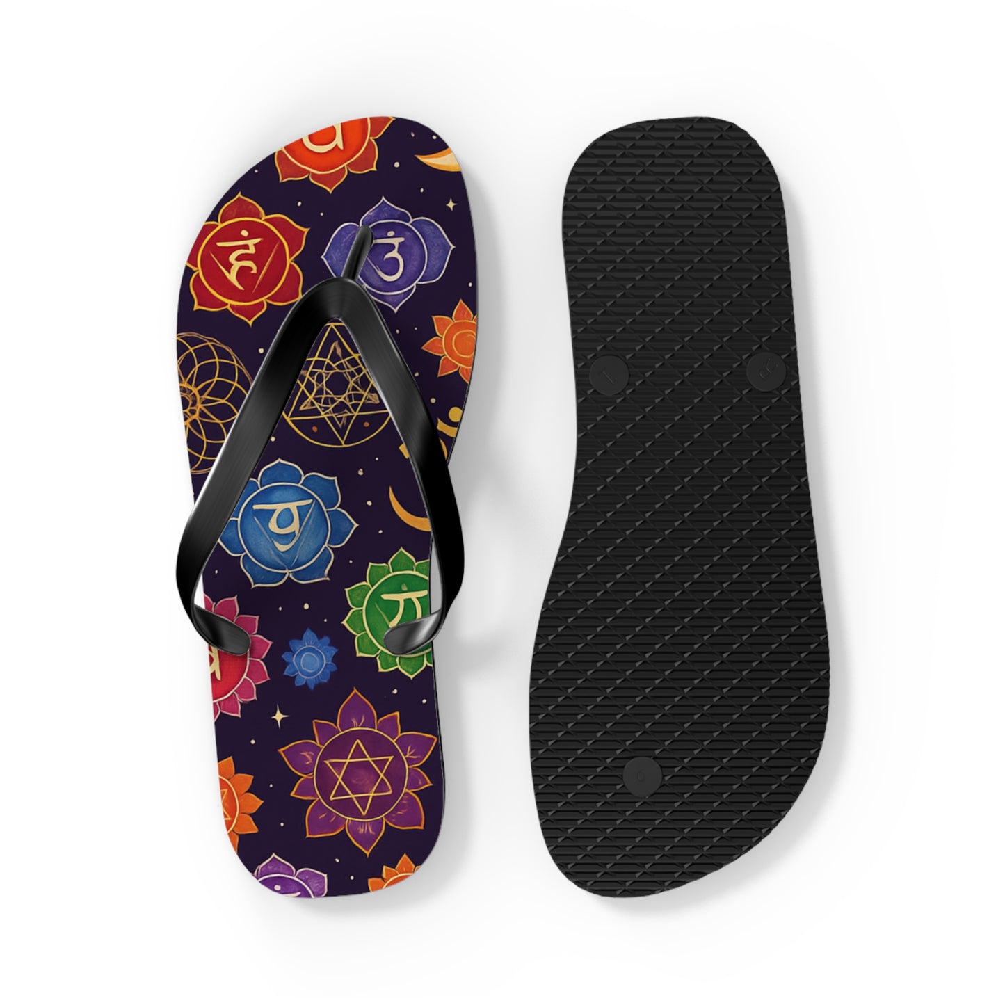Chakra Pattern Flip Flops - Colorful Beach Sandals for Summer Vibes