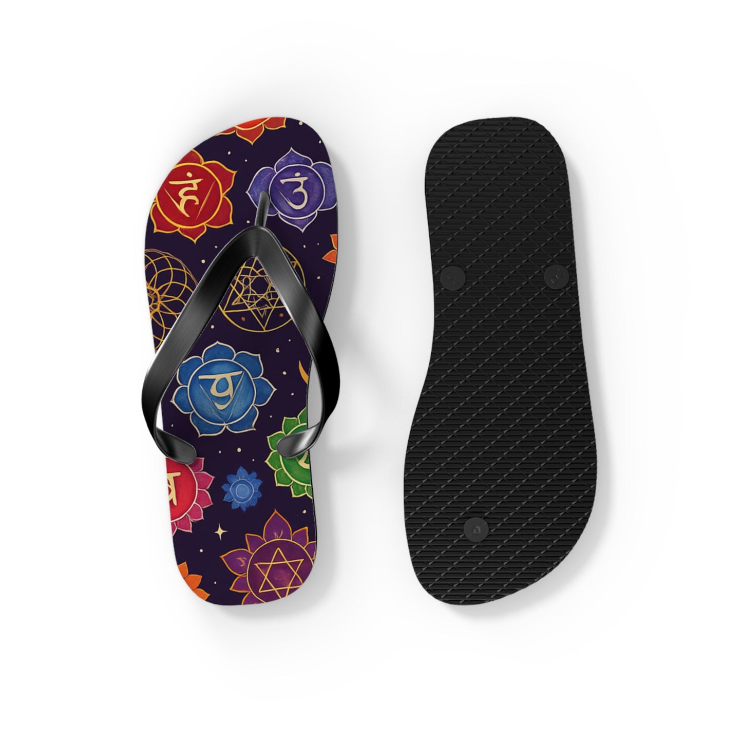 Chakra Pattern Flip Flops - Colorful Beach Sandals for Summer Vibes