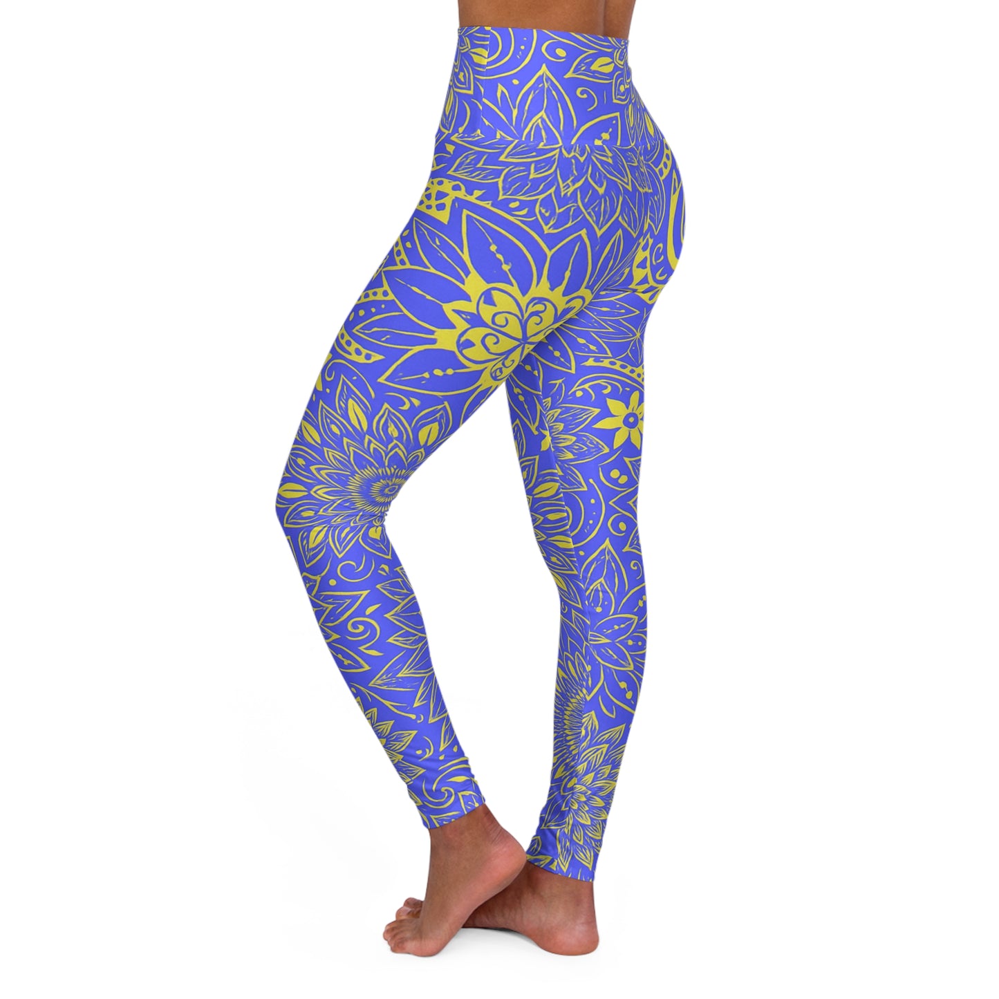 Vibrant Yoga Leggings with Floral Design - High Waisted Activewear