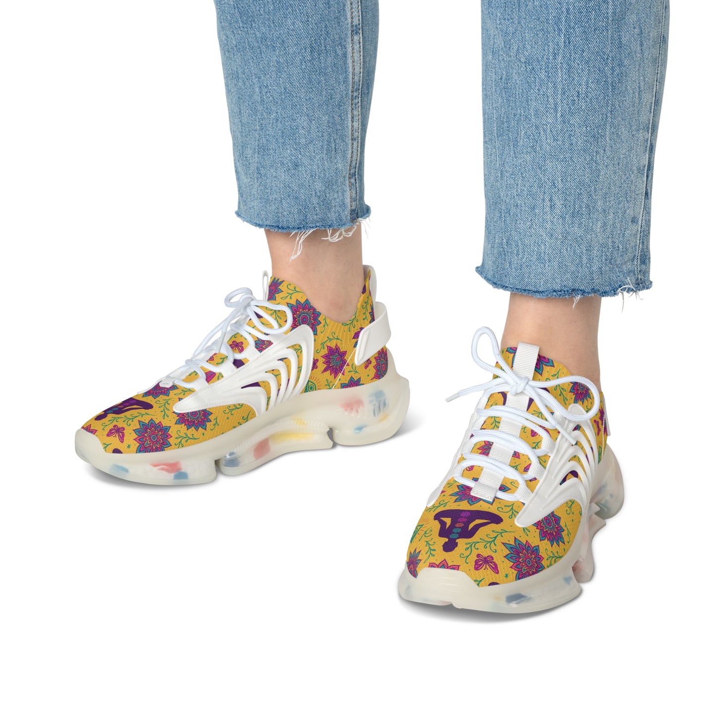 Bohemian Floral Women's Mesh Sneakers - Lightweight & Colorful Comfort