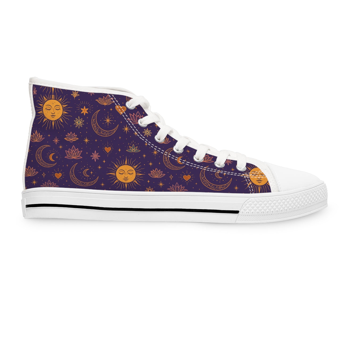 Celestial Women's High Top Sneakers - Sun and Moon Design