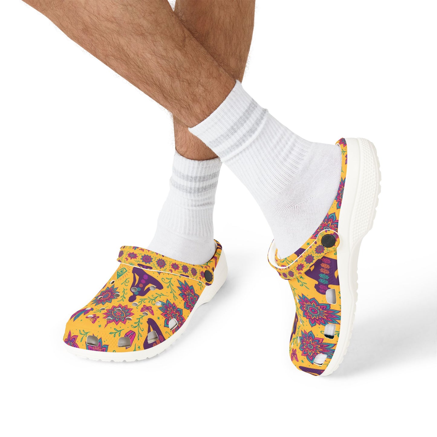 Boho Floral EVA Foam Clogs - Comfortable Slip-On Shoes with Vibrant Print