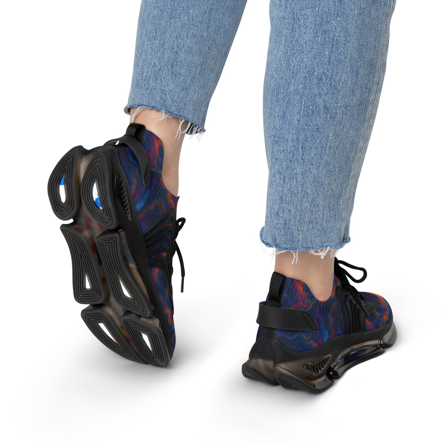 Stylish Women's Mesh Sneakers with Vibrant Cosmic Design