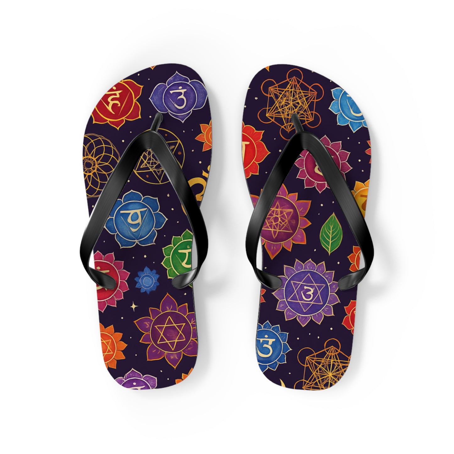 Chakra Pattern Flip Flops - Colorful Beach Sandals for Summer Vibes