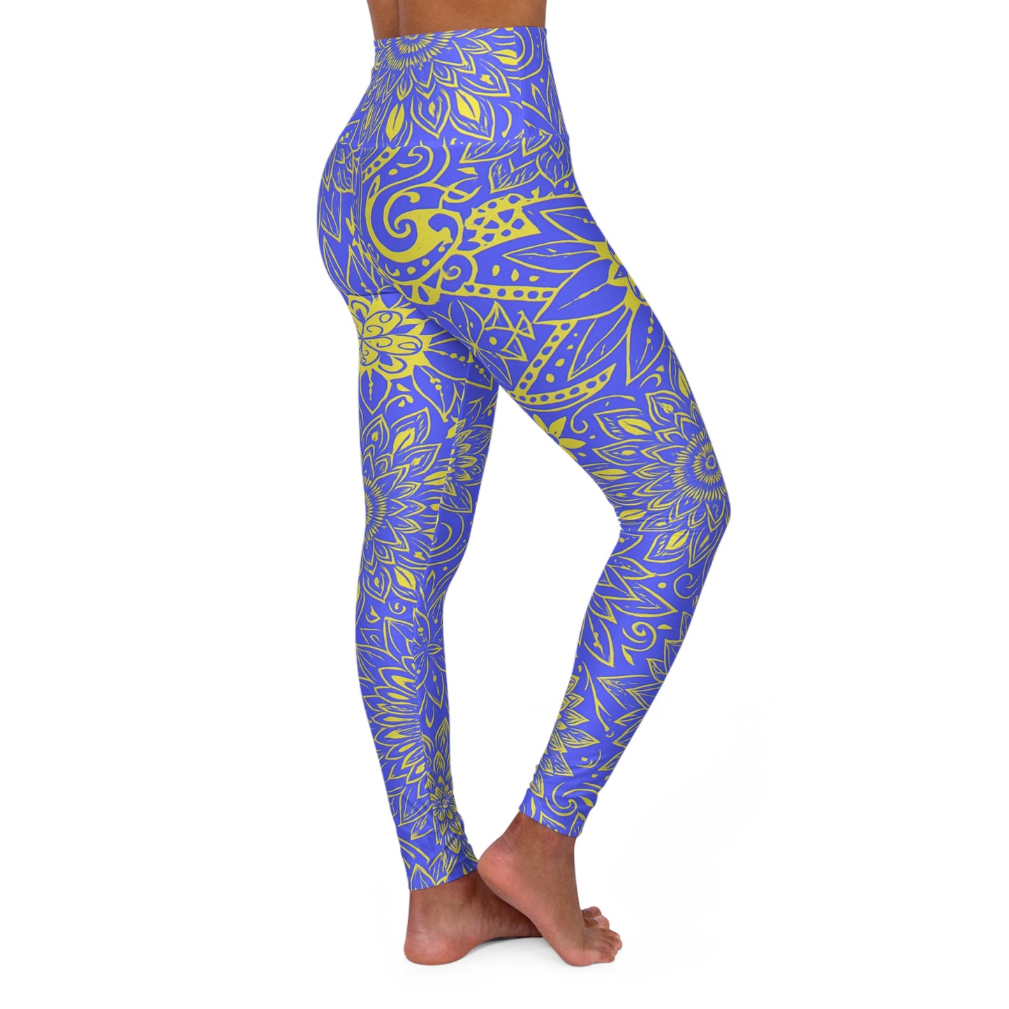 Vibrant Yoga Leggings with Floral Design - High Waisted Activewear