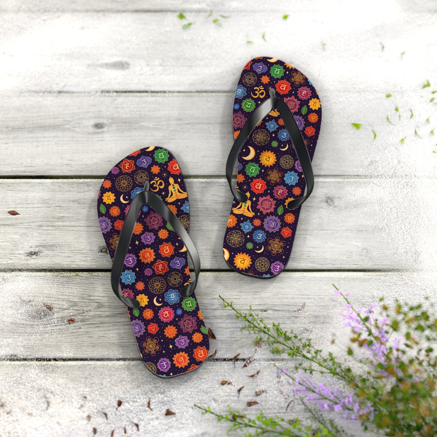 Colorful Chakra Flip Flops - Spiritual Summer Footwear