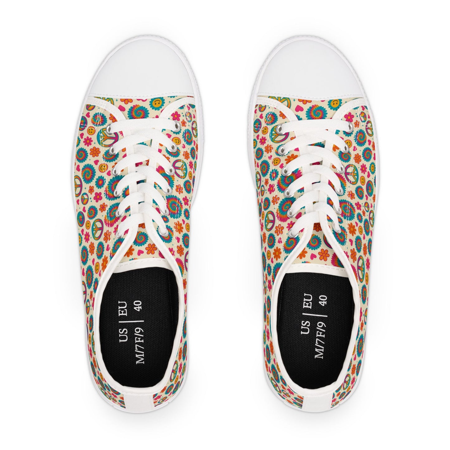 Colorful Peace Sign Women's Low Top Sneakers