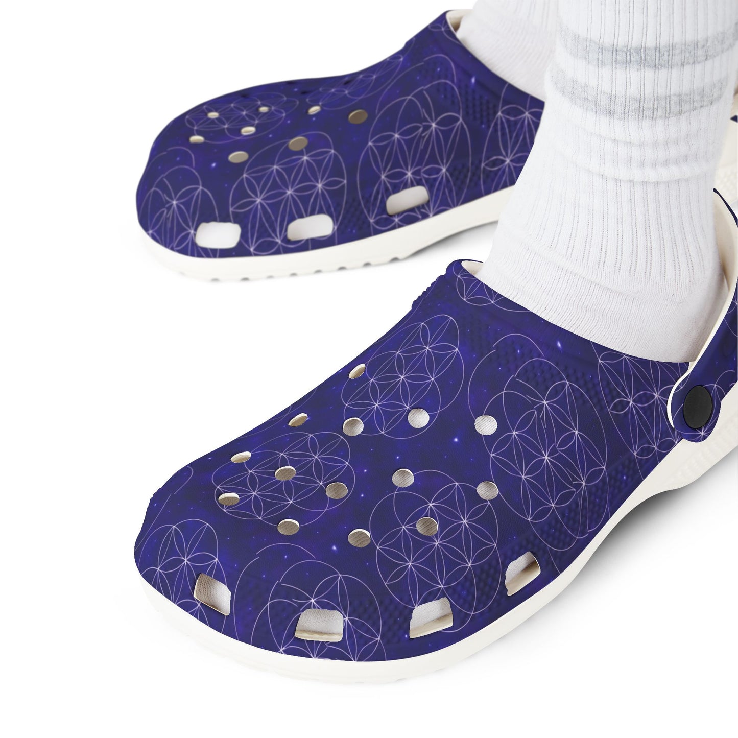 Cosmic Comfort EVA Foam Rubber Shoes with Flower of Life Design