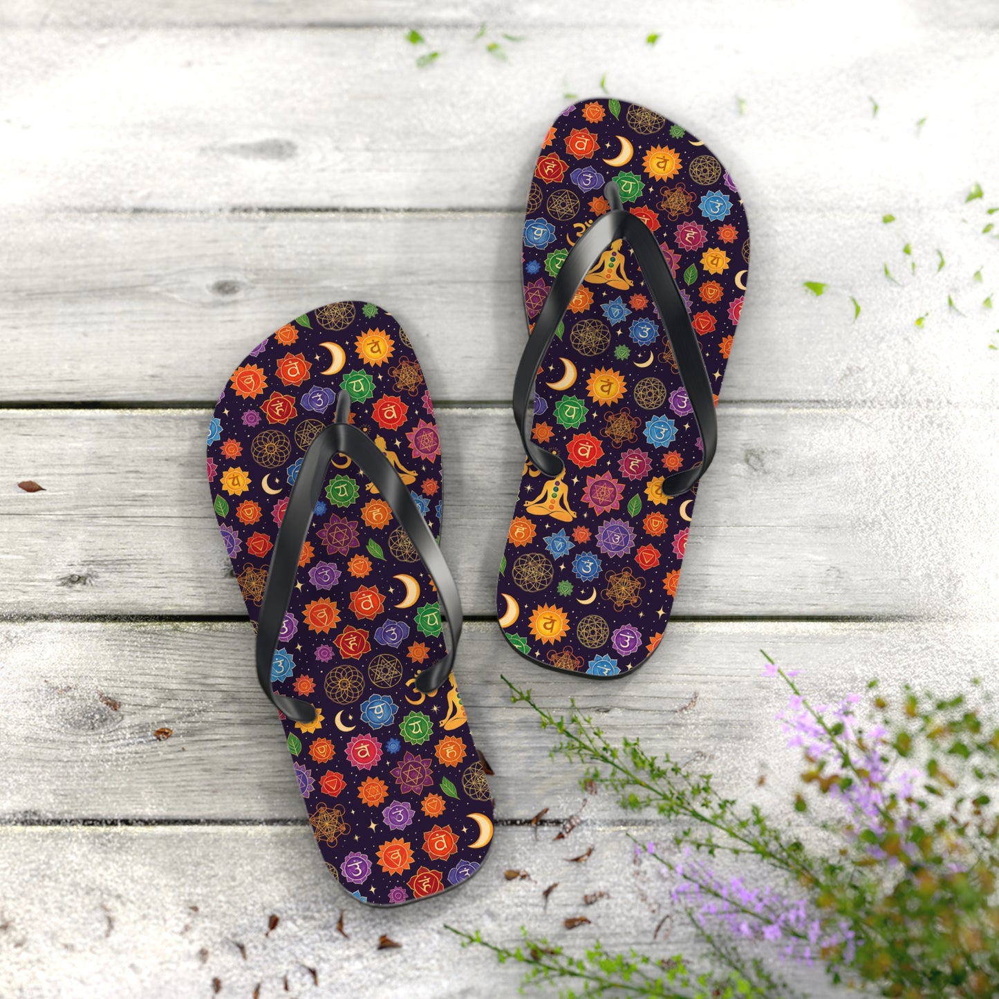 Colorful Chakra Flip Flops - Spiritual Summer Footwear