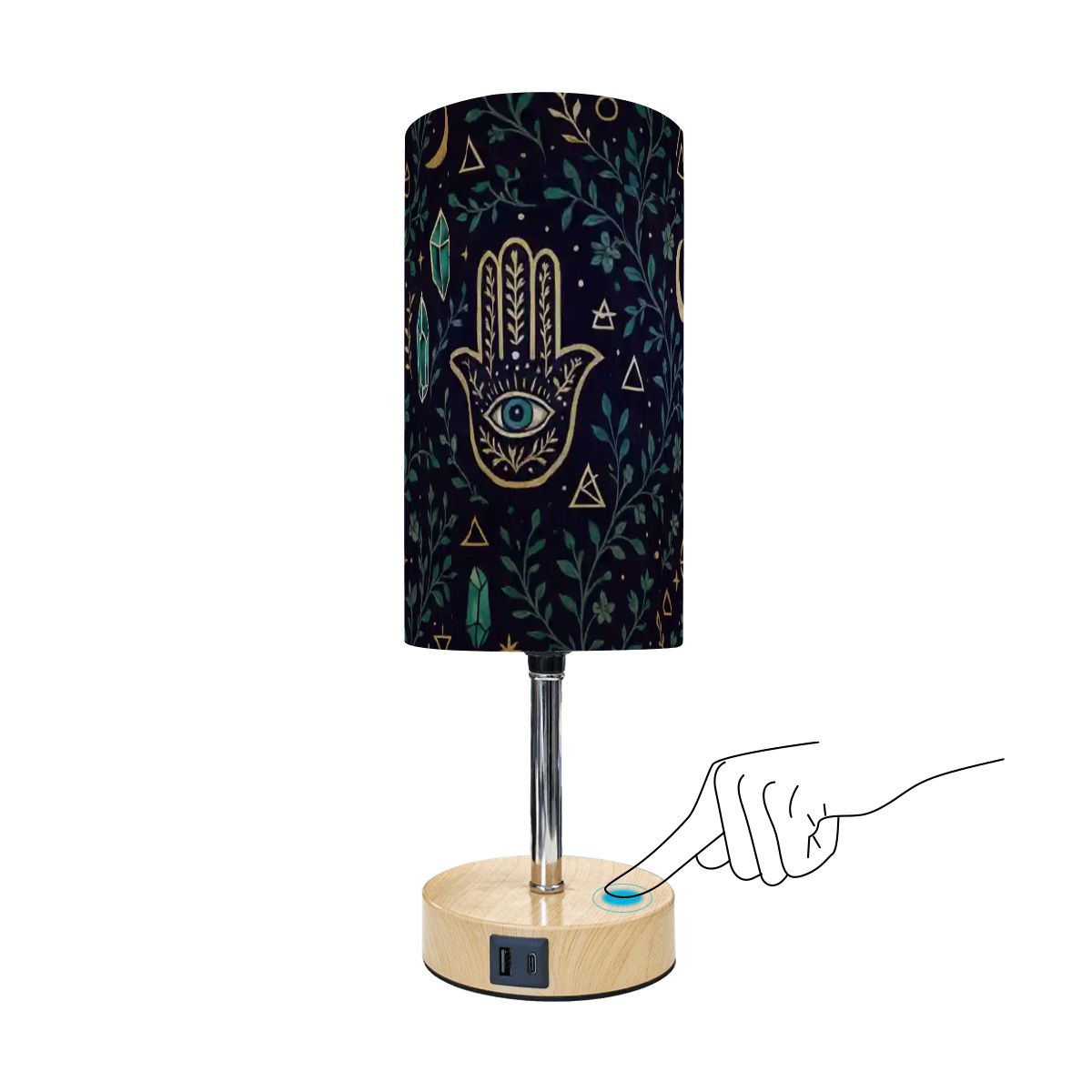 Sacred Light Touch Lamp – Boho Hamsa with USB Charging