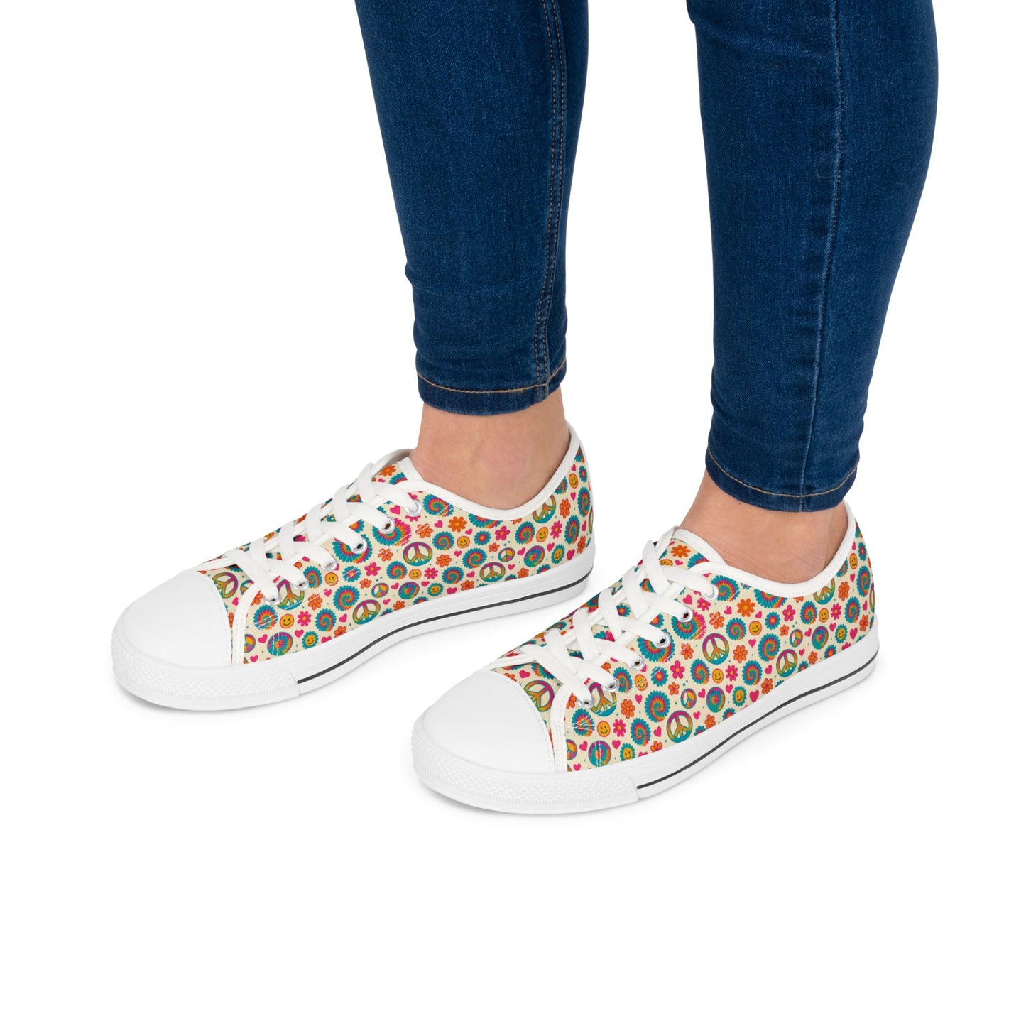 Colorful Peace Sign Women's Low Top Sneakers
