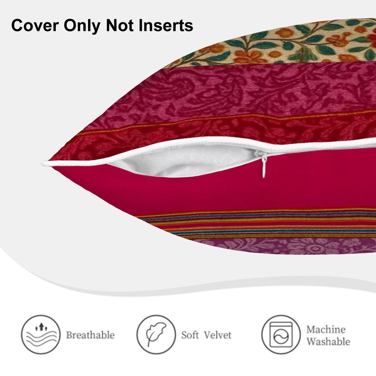 ๐ธ Boho Velvet Dreams Pillow Cover โ Double-Sided Design, Soft Velvet Luxury