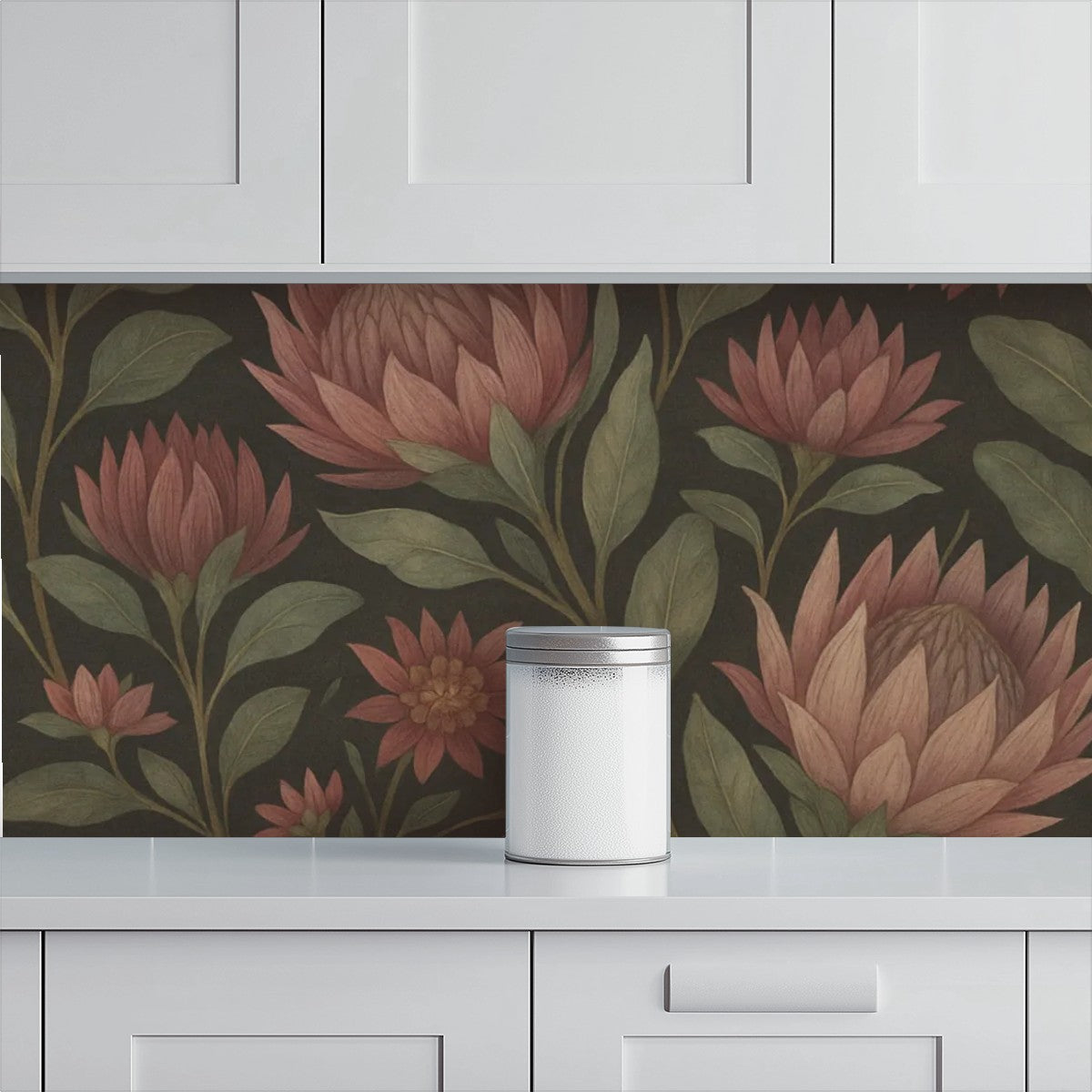 Dark Botanical Blooms Peel & Stick Wallpaper – 60"x50" (PVC, Waterproof, Easy Install)