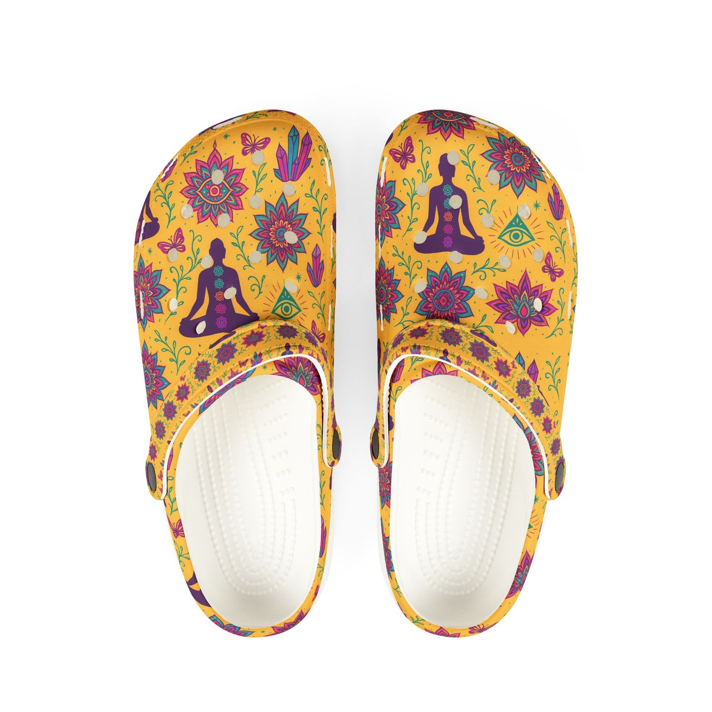 Boho Floral EVA Foam Clogs - Comfortable Slip-On Shoes with Vibrant Print