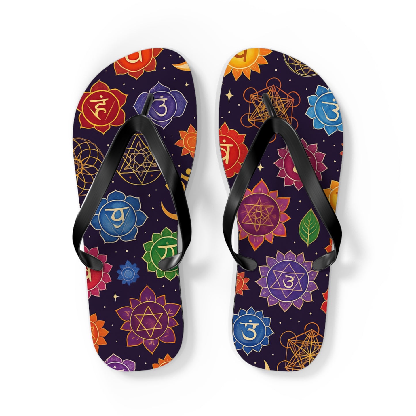 Chakra Pattern Flip Flops - Colorful Beach Sandals for Summer Vibes