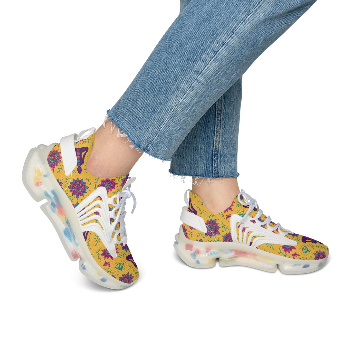 Bohemian Floral Women's Mesh Sneakers - Lightweight & Colorful Comfort