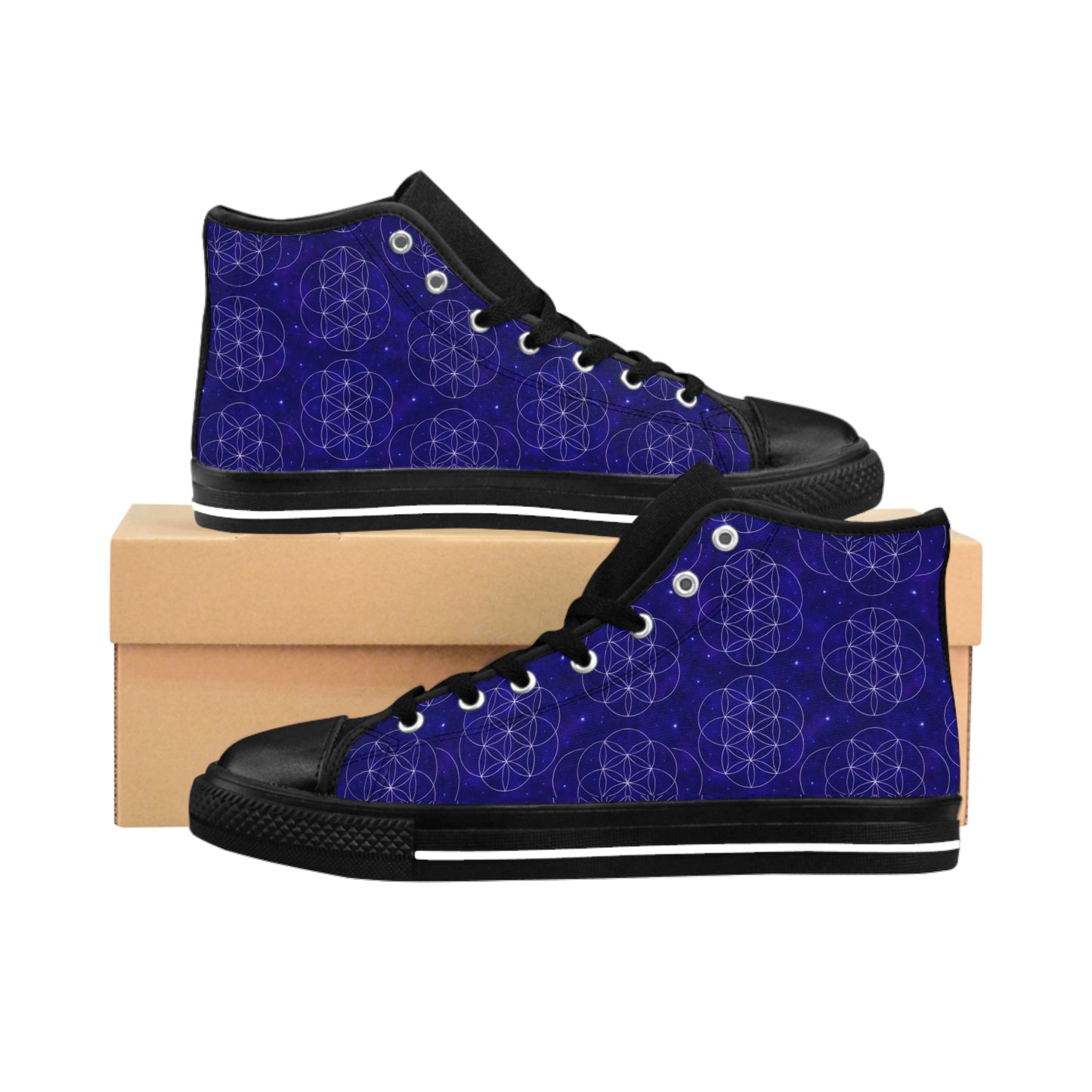 Men's Classic Sneakers - Geometric Pattern High Tops