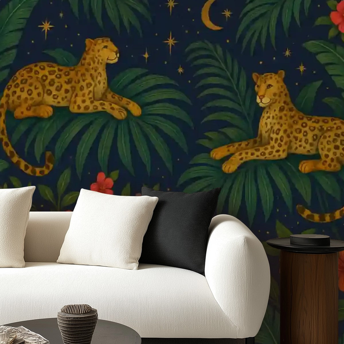 Midnight Jungle Leopard Peel & Stick Wallpaper – 60"x50" (PVC, Waterproof, Easy Install)