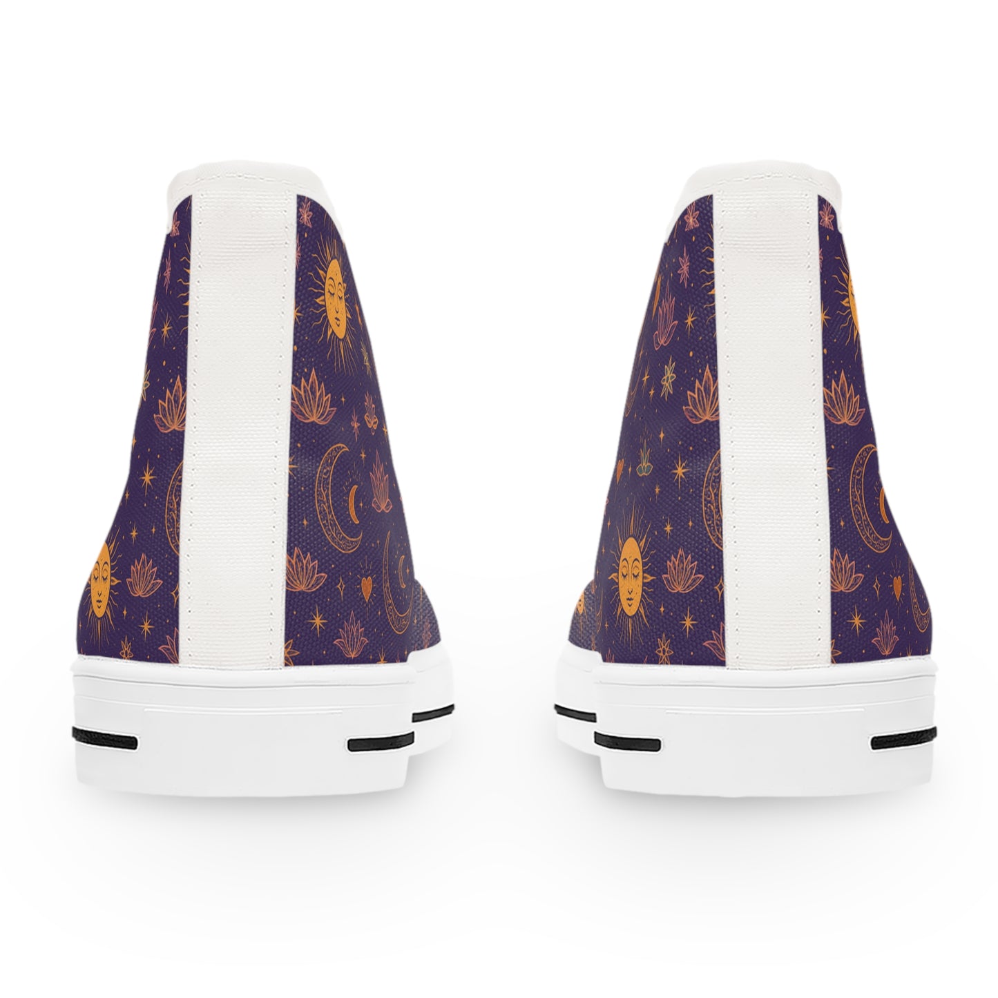 Celestial Women's High Top Sneakers - Sun and Moon Design