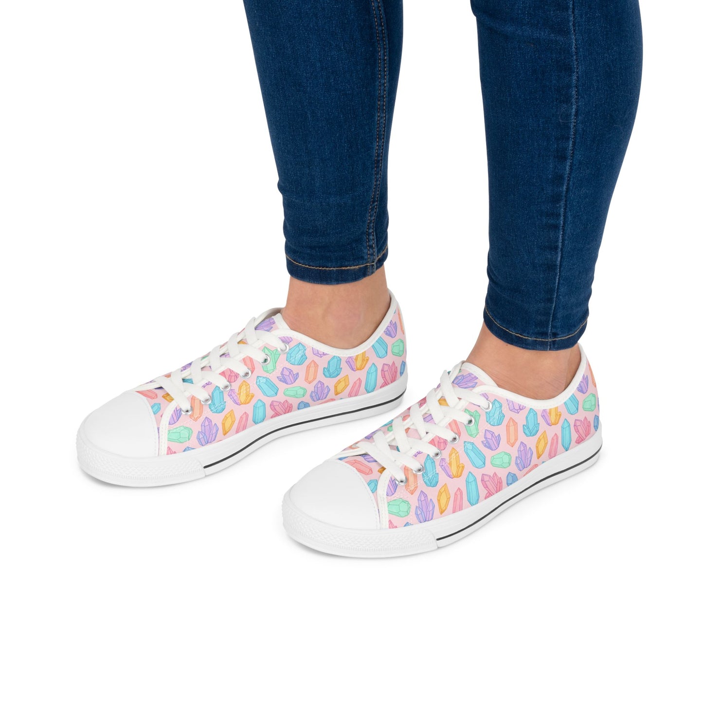 Colorful Crystal Print Low Top Sneakers for Women