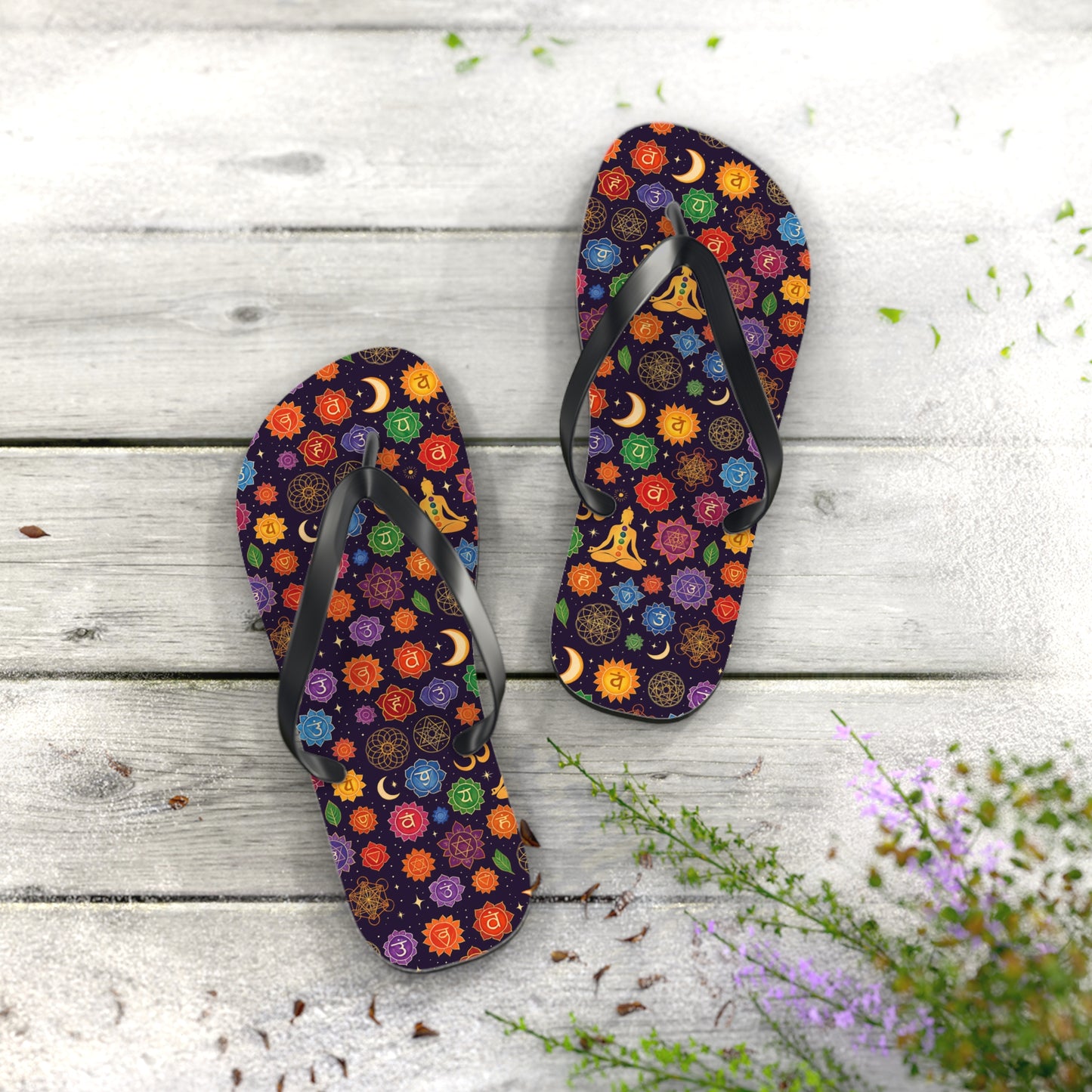 Colorful Chakra Flip Flops - Spiritual Summer Footwear