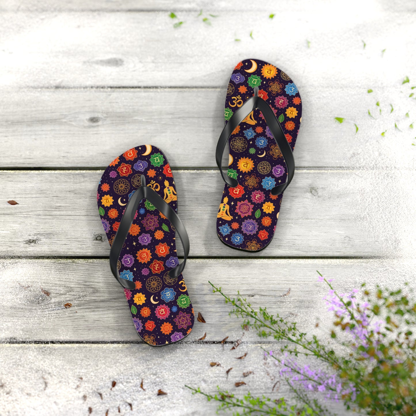 Colorful Chakra Flip Flops - Spiritual Summer Footwear