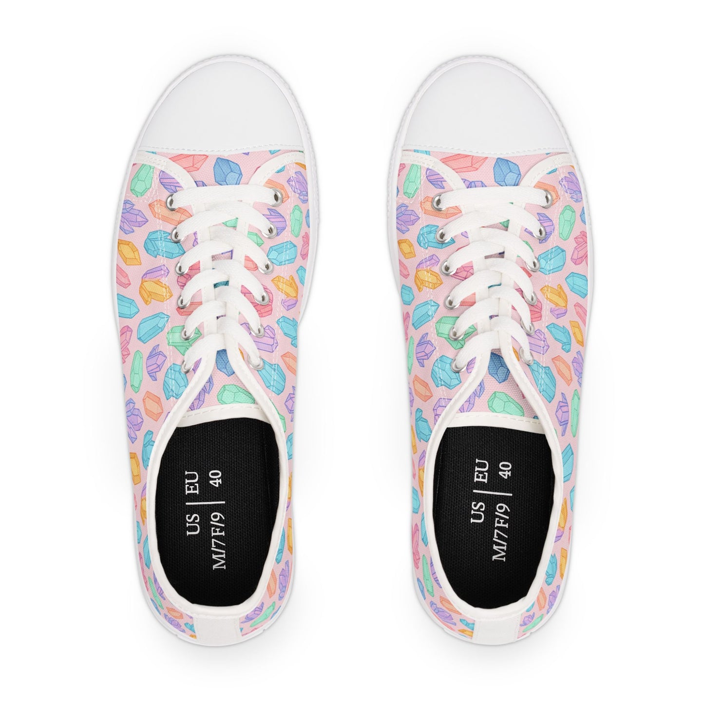 Colorful Crystal Print Low Top Sneakers for Women