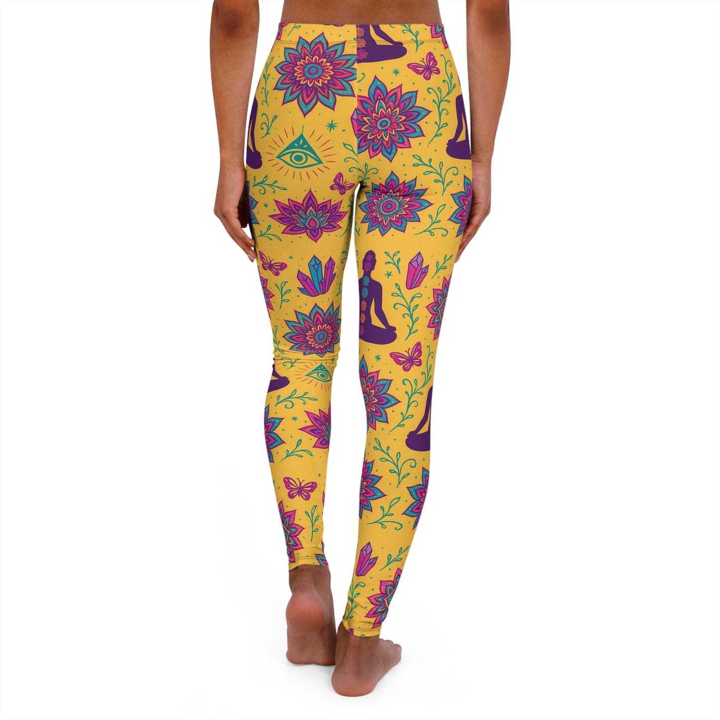 Bohemian Floral Print Leggings - Women's Casual Spandex Yoga Pants