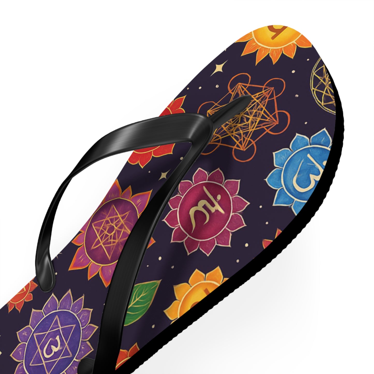 Chakra Pattern Flip Flops - Colorful Beach Sandals for Summer Vibes