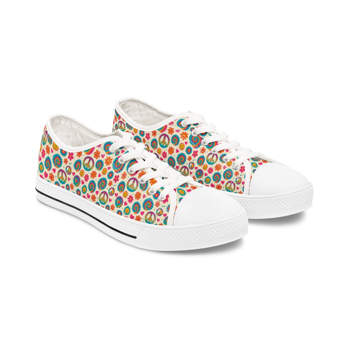 Colorful Peace Sign Women's Low Top Sneakers