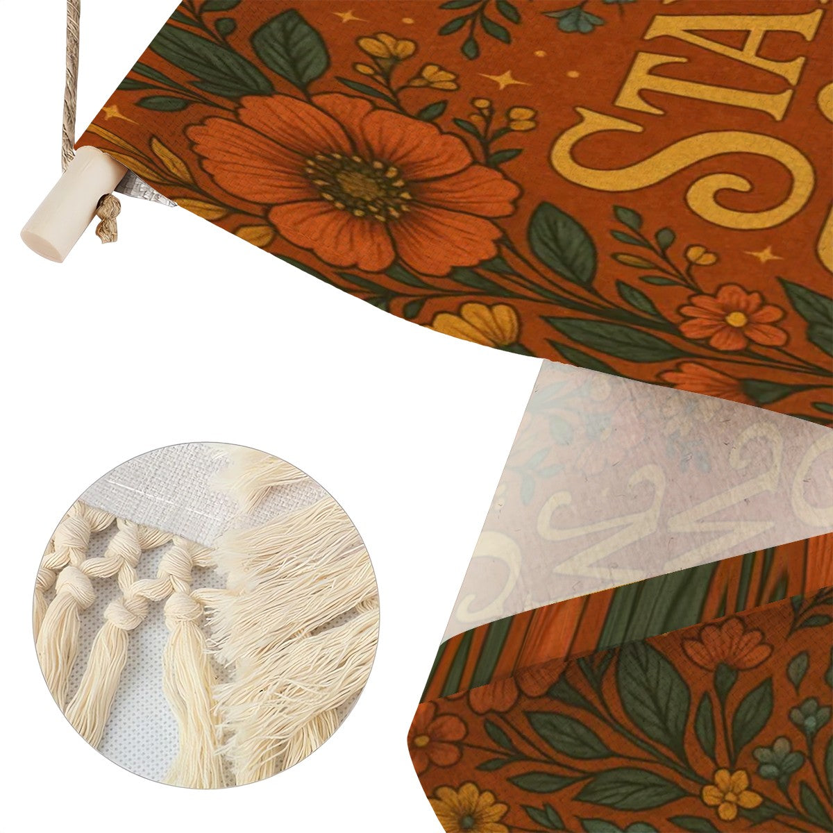 Boho Maximalist Cotton & Linen Wall Hanging – "Stay Wild Moon Child" Tapestry