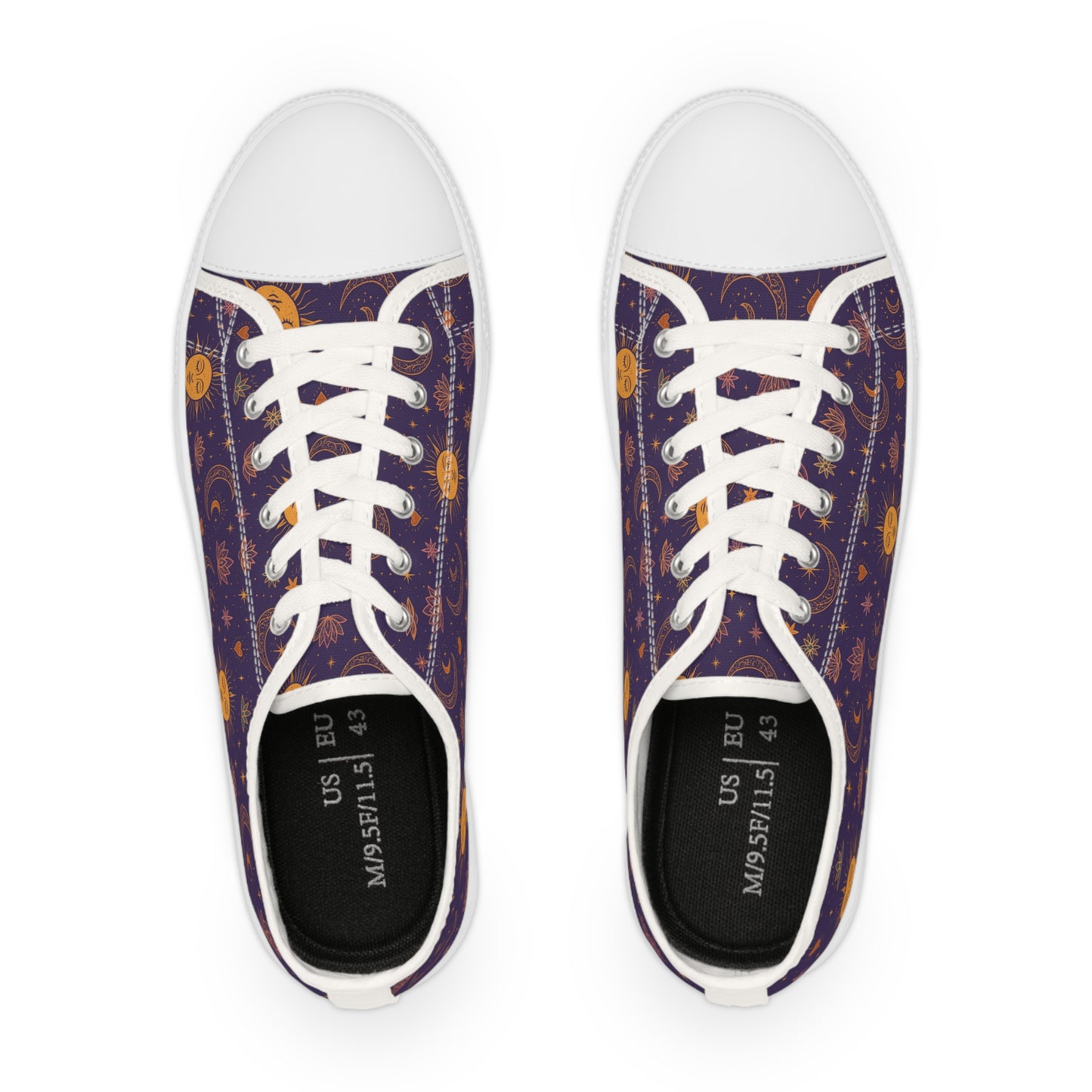 Men's Low Top Sneakers with Celestial Sun and Moon Design - Perfect for Everyday Wear