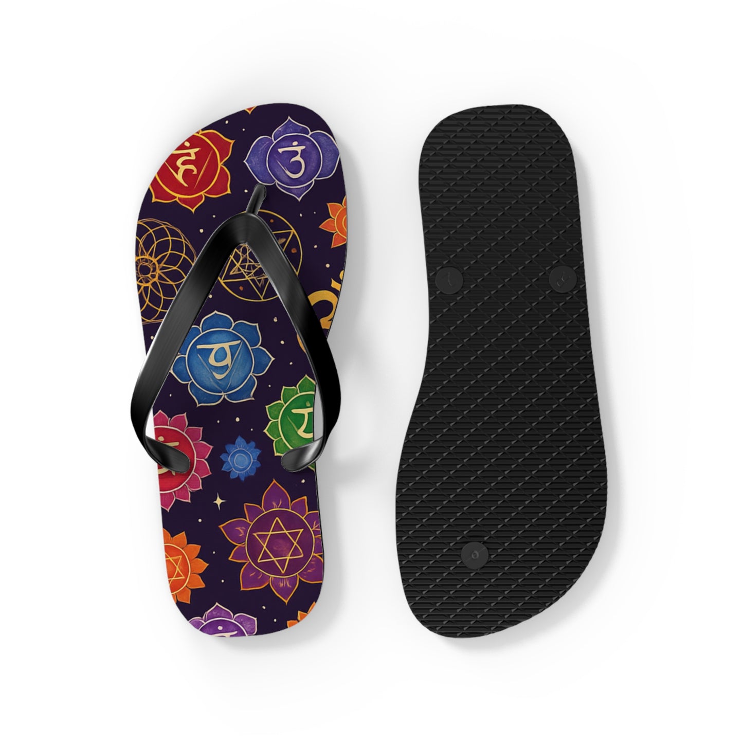 Chakra Pattern Flip Flops - Colorful Beach Sandals for Summer Vibes