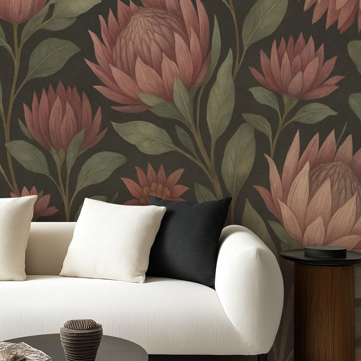 Dark Botanical Blooms Peel & Stick Wallpaper – 60"x50" (PVC, Waterproof, Easy Install)