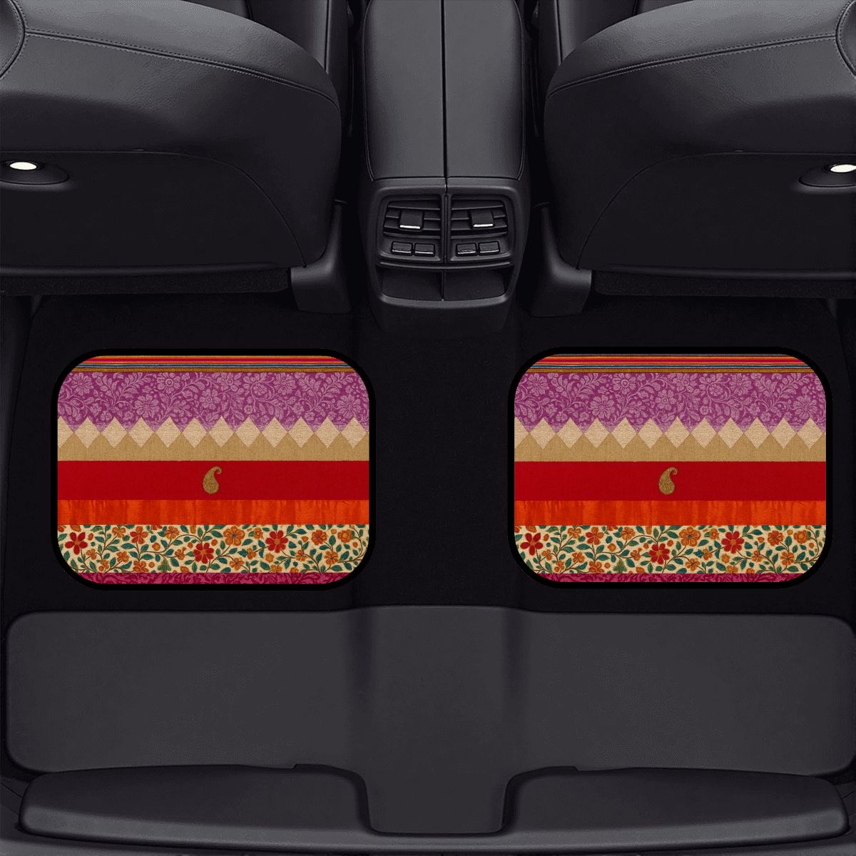 Boho Sunset Rear Car Floor Mats – Set of 2 | Non-Slip, Waterproof, Stylish Interior Upgrade