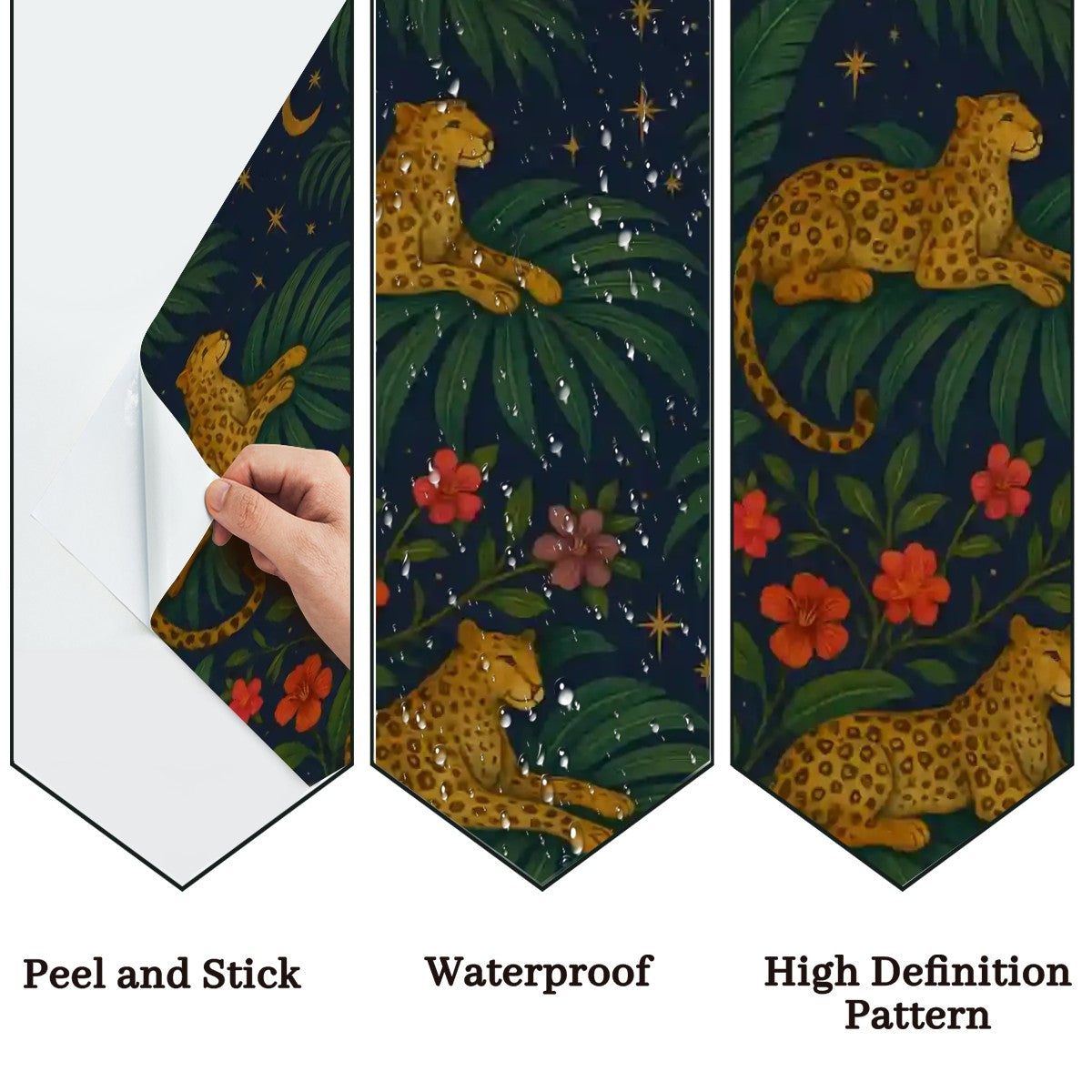Midnight Jungle Leopard Peel & Stick Wallpaper – 60"x50" (PVC, Waterproof, Easy Install)