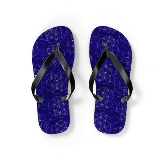 Cosmic Flower Flip Flops - Boho Chic Sandals for Beach, Summer Fun, Festival Vibes, Yoga Retreats, Gift for Her