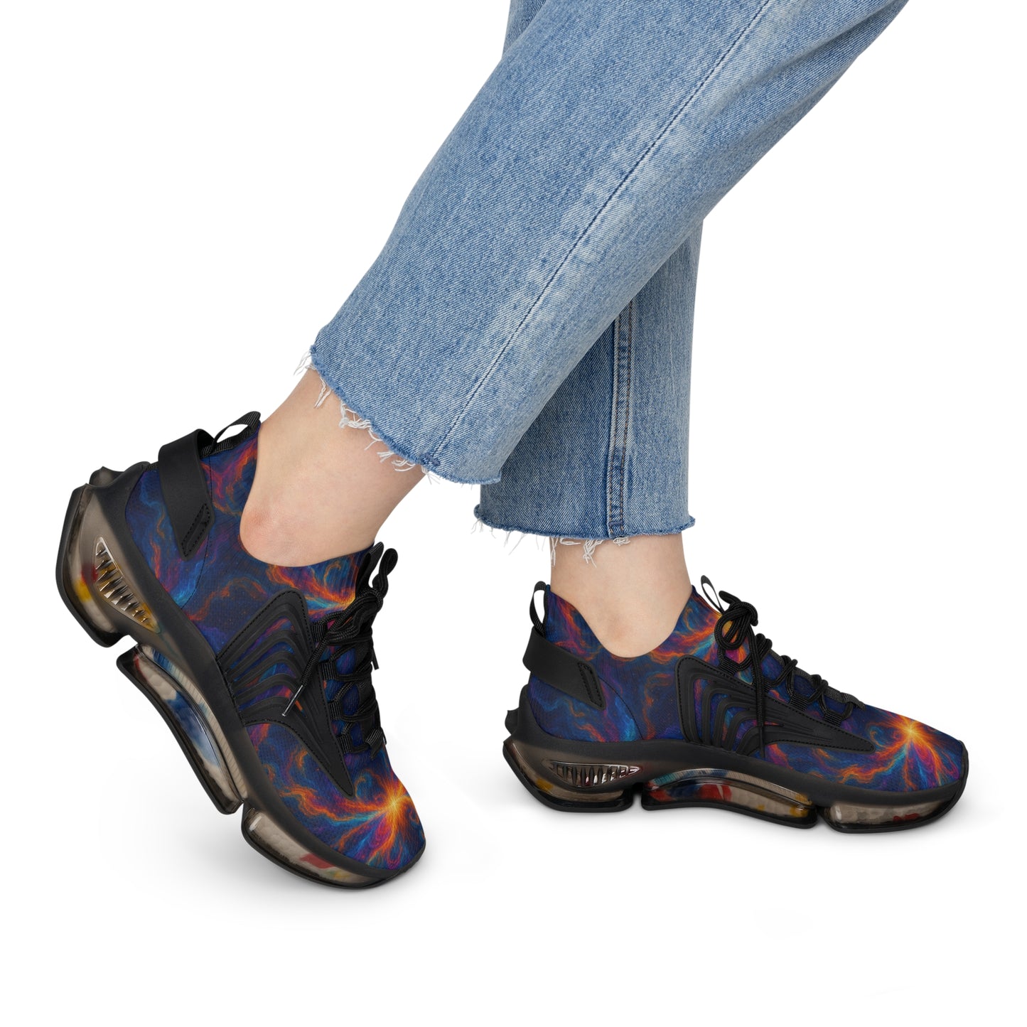 Stylish Women's Mesh Sneakers with Vibrant Cosmic Design
