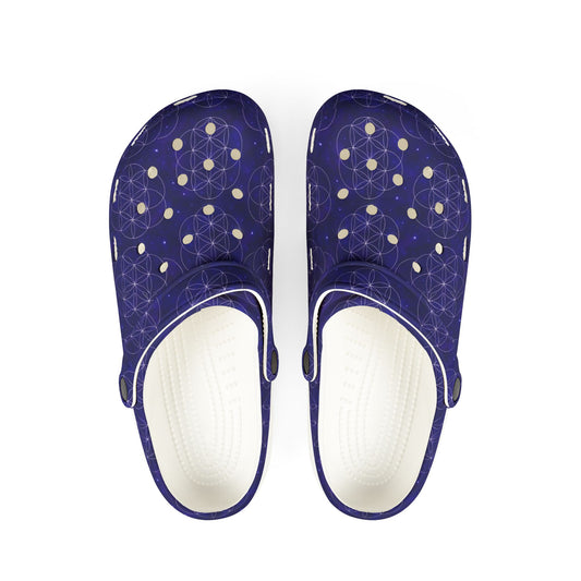 Cosmic Comfort EVA Foam Rubber Shoes with Flower of Life Design