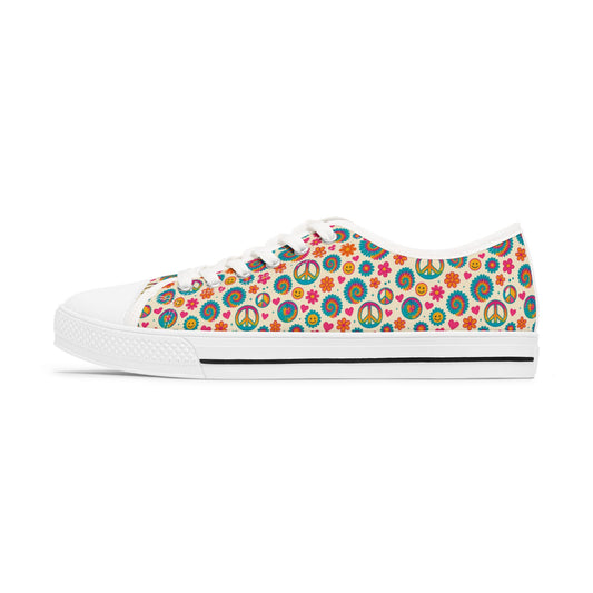 Colorful Peace Sign Women's Low Top Sneakers