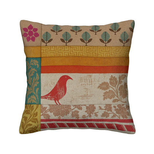 🕊️ Boho Songbird Corduroy Pillow – Nature-Inspired Comfort with Insert Included