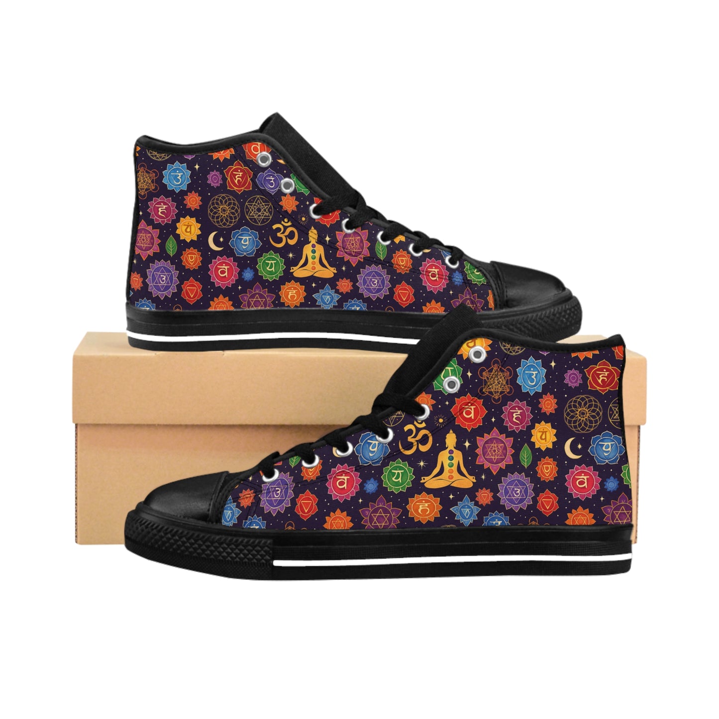 Yoga-Inspired Women's Classic Sneakers with Chakra Design