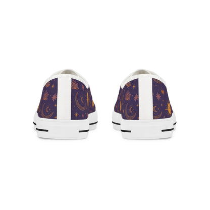 Men's Low Top Sneakers with Celestial Sun and Moon Design - Perfect for Everyday Wear