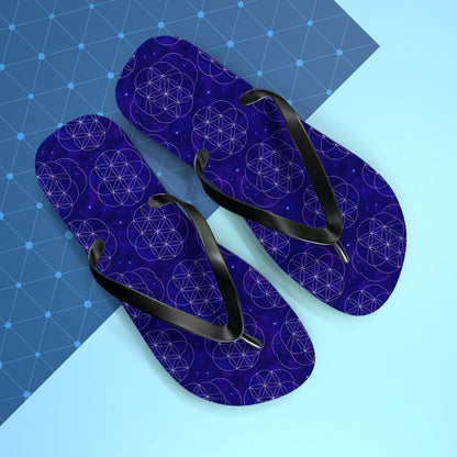 Cosmic Flower Flip Flops - Boho Chic Sandals for Beach, Summer Fun, Festival Vibes, Yoga Retreats, Gift for Her