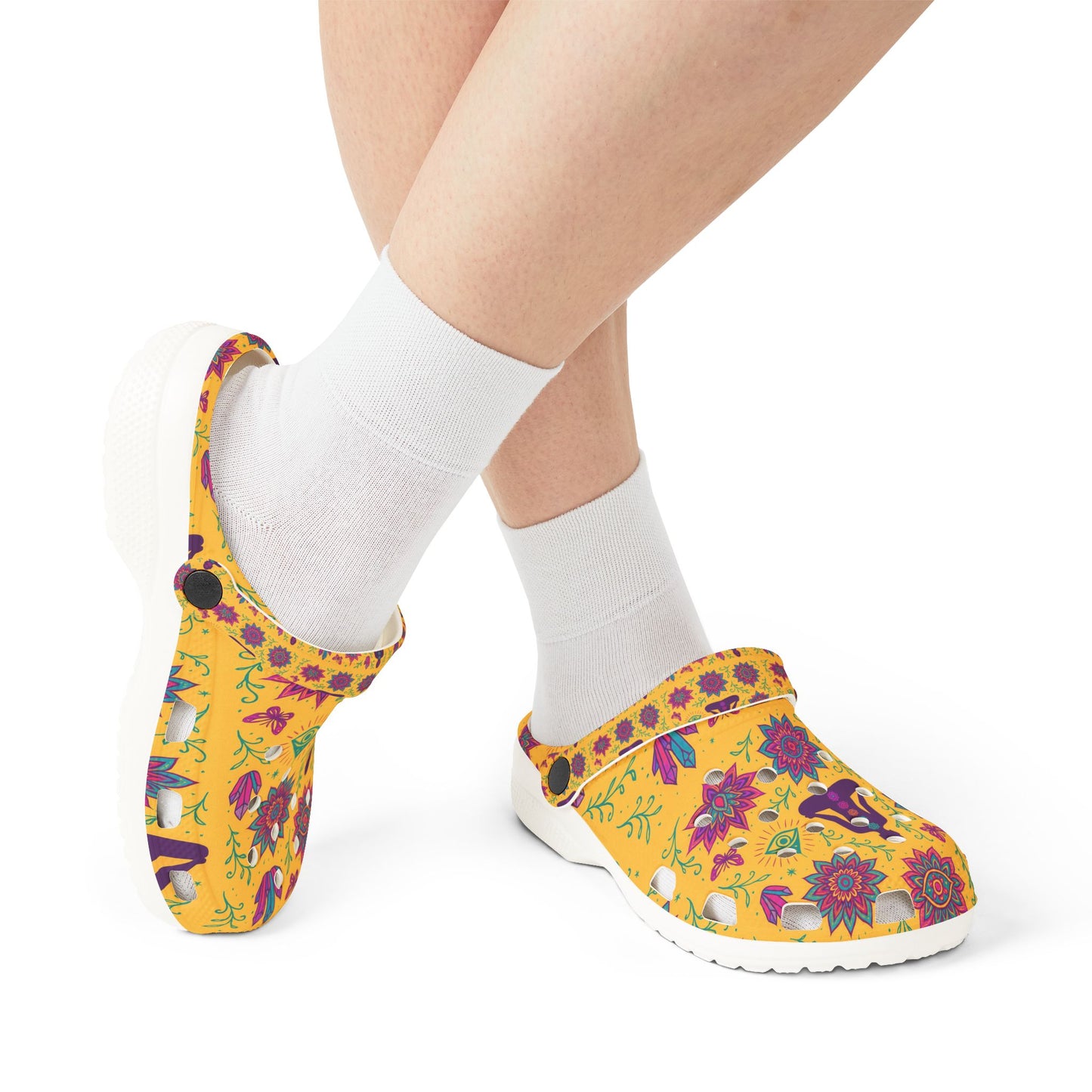 Boho Floral EVA Foam Clogs - Comfortable Slip-On Shoes with Vibrant Print