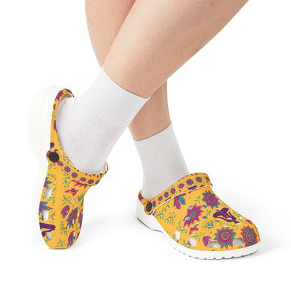 Boho Floral EVA Foam Clogs - Comfortable Slip-On Shoes with Vibrant Print