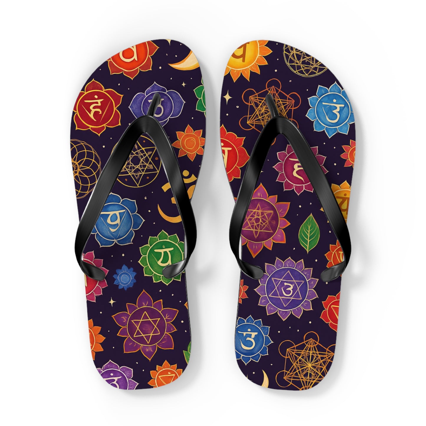 Chakra Pattern Flip Flops - Colorful Beach Sandals for Summer Vibes