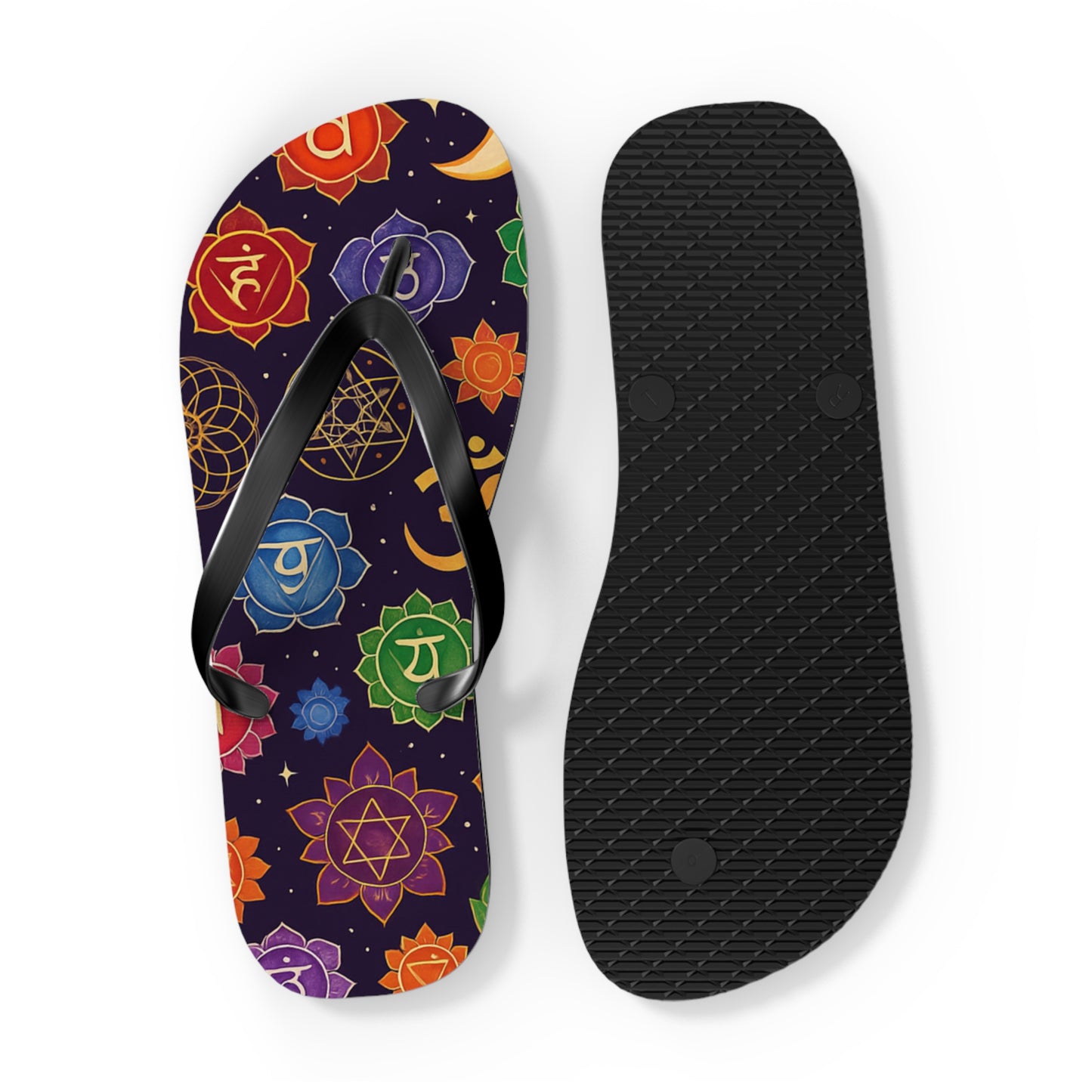 Chakra Pattern Flip Flops - Colorful Beach Sandals for Summer Vibes
