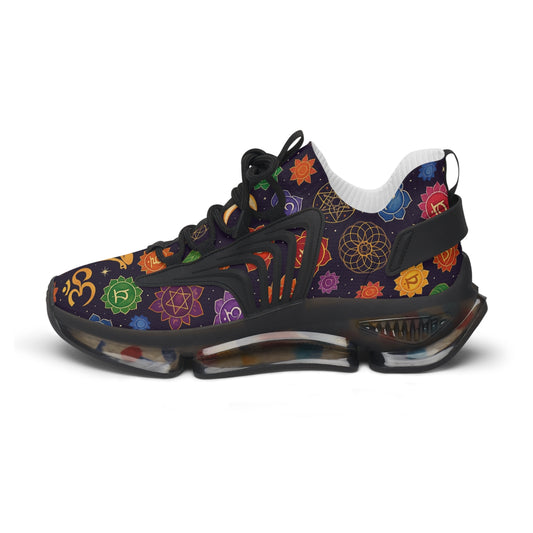 Spiritual Chakra Women's Mesh Sneakers - Colorful Yoga Design
